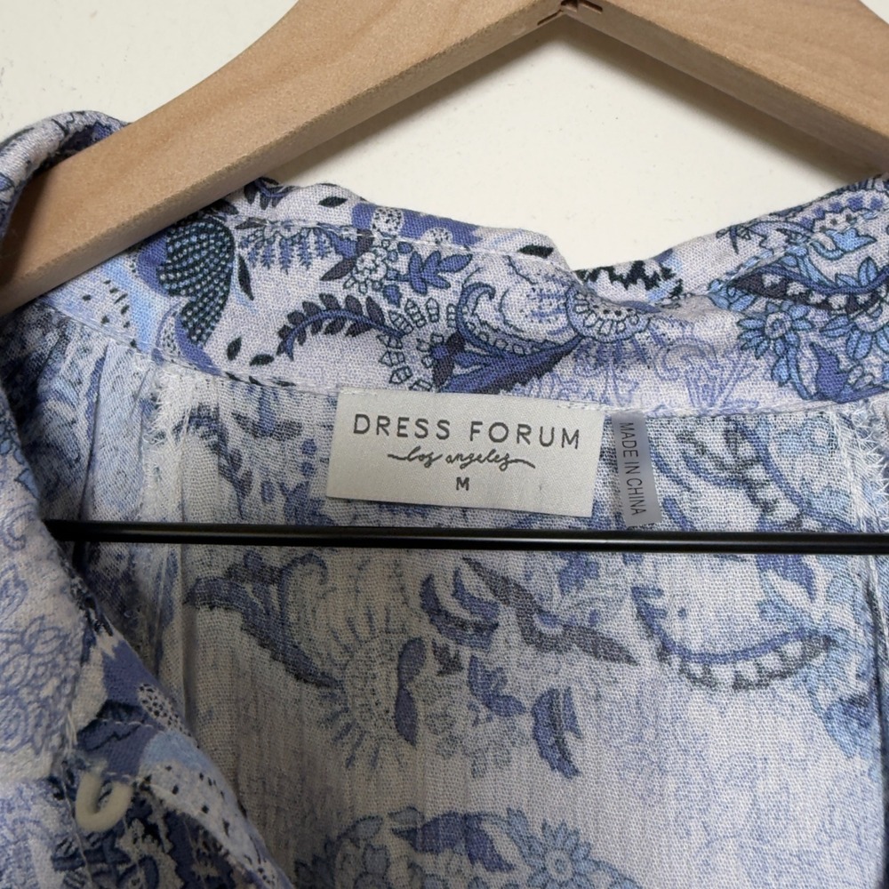 Aritzia Dress Forum Women Mini Cottagecore Dress Medium Blue Paisley Western - Picture 7 of 13